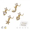 8PCS OF ASSORTED CZ DANGLE 316L SURGICAL STEEL L-SHAPE NOSE STUD BOX